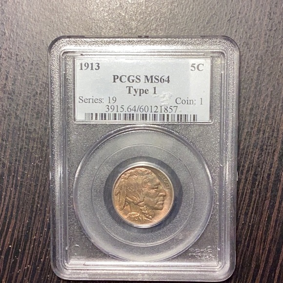 1913 5C PCGS MS64 Buffalo Nickle 5 Cent Coin - Picture 1 of 3